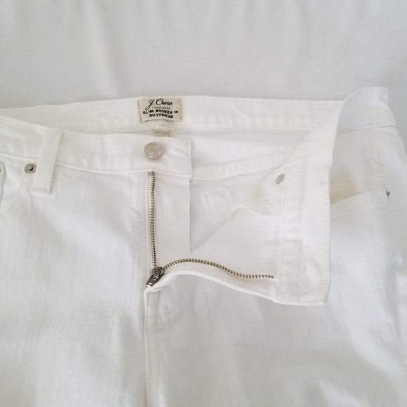 J. Crew White Slim Broken-In Boyfriend Jeans Womens Size 30 Mid Rise Stretch - Picture 6 of 12